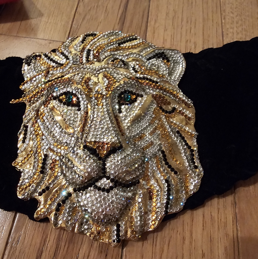Vintage 1980 Lion Belt with real Swarovski Crystals Made in Austria Henry Bijoux